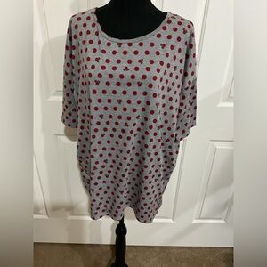 LuLaRoe M Grey Irma with Red Polka Dots and Minnie Mouse